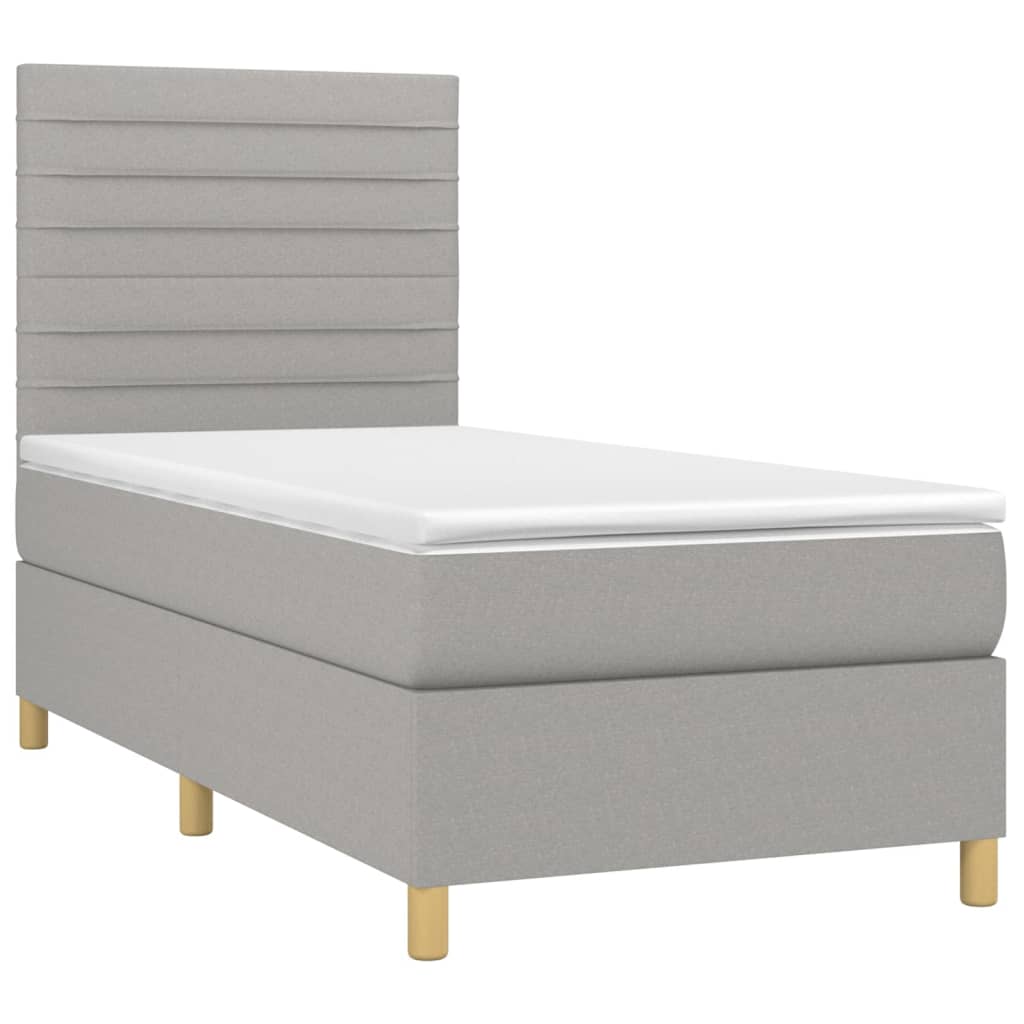 Boxspringbett mit Matratze & LED Hellgrau 90x200 cm Stoff