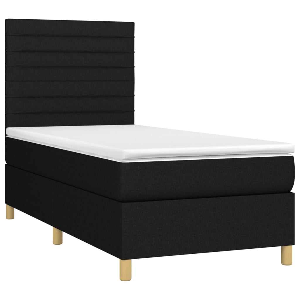 Boxspringbett mit Matratze & LED Schwarz 90x200 cm Stoff