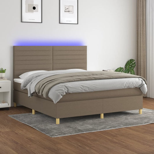 Boxspringbett mit Matratze & LED Taupe 160x200 cm Stoff