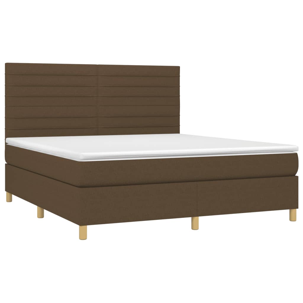 Boxspringbett mit Matratze & LED Dunkelbraun 180x200 cm Stoff