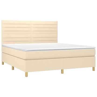 Boxspringbett mit Matratze & LED Creme 180x200 cm Stoff