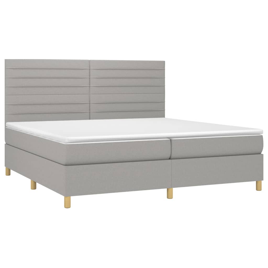 Boxspringbett mit Matratze & LED Hellgrau 200x200 cm Stoff