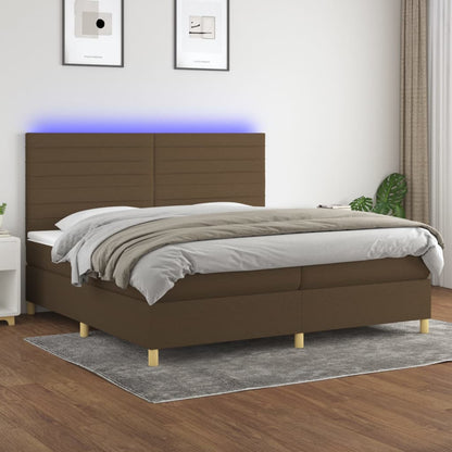 Boxspringbett mit Matratze & LED Dunkelbraun 200x200 cm Stoff