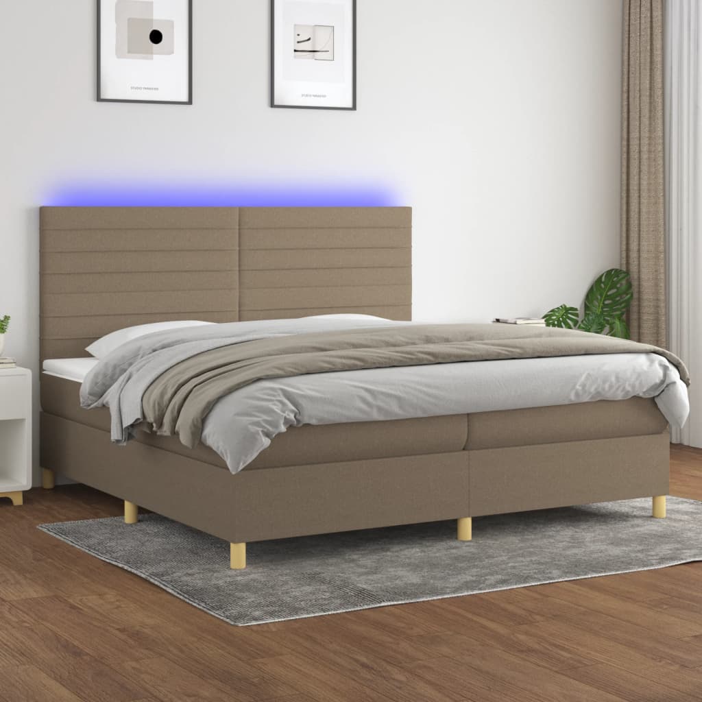 Boxspringbett mit Matratze & LED Taupe 200x200 cm Stoff