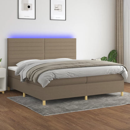 Boxspringbett mit Matratze & LED Taupe 200x200 cm Stoff