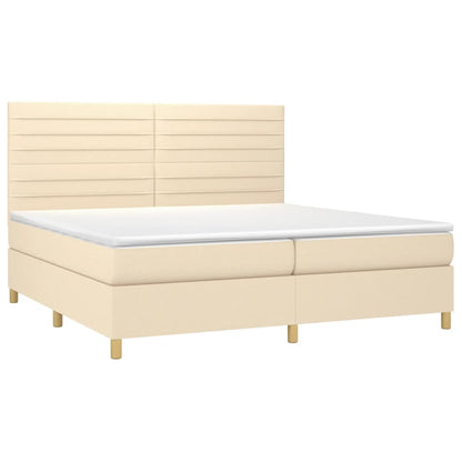 Boxspringbett mit Matratze & LED Creme 200x200 cm Stoff