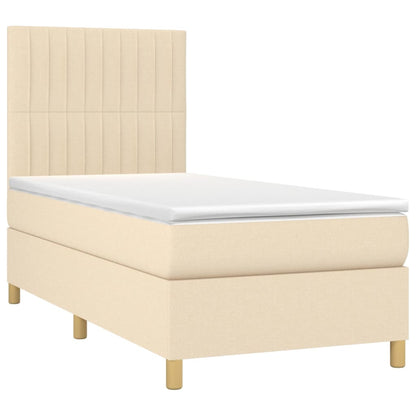 Boxspringbett mit Matratze & LED Creme 90x200 cm Stoff