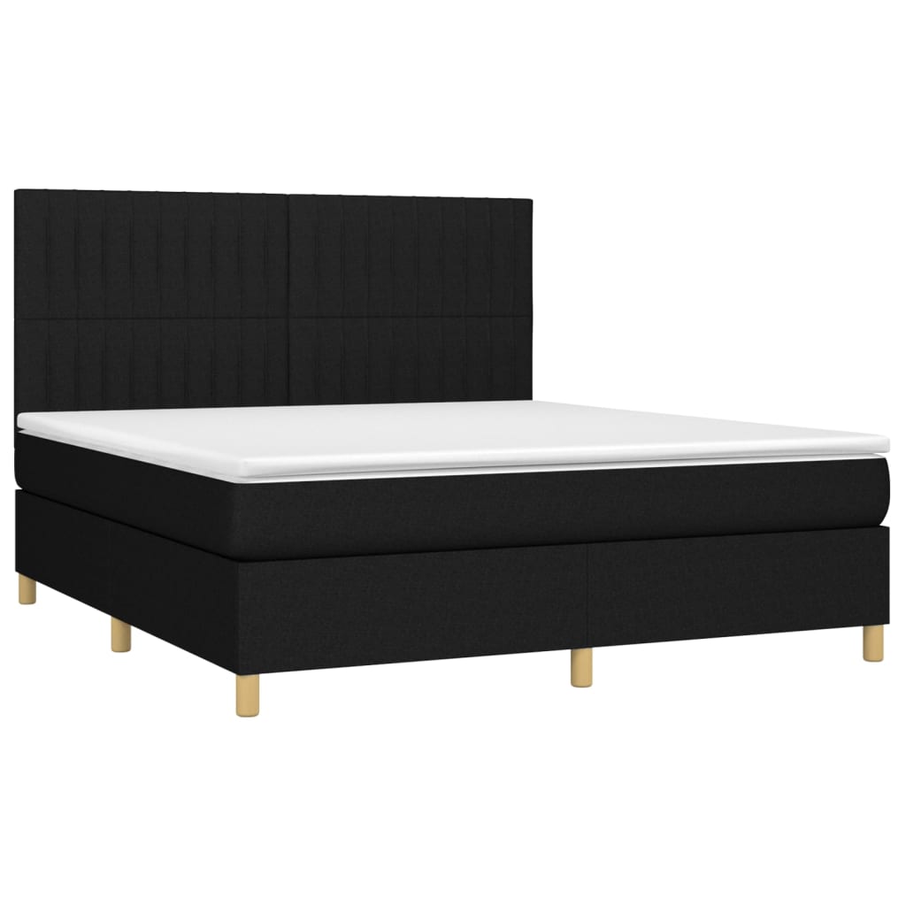 Box spring krevet s madracem i LED crnom tkaninom 160x200 cm