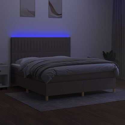 Boxspringbett mit Matratze & LED Taupe 160x200 cm Stoff