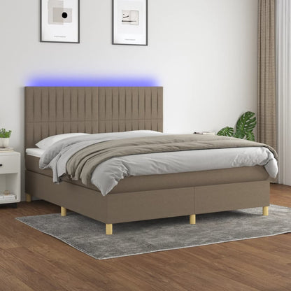 Boxspringbett mit Matratze & LED Taupe 160x200 cm Stoff