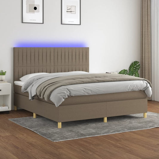 Boxspringbett mit Matratze & LED Taupe 160x200 cm Stoff