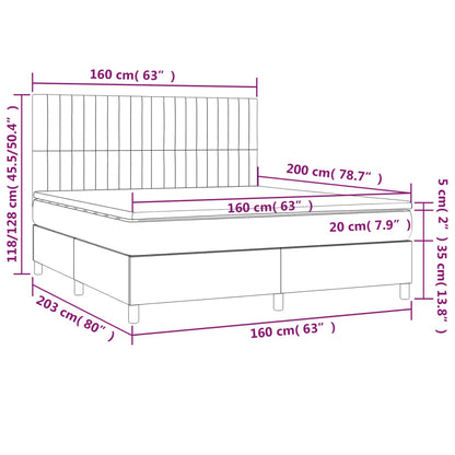 Boxspringbett mit Matratze & LED Blau 160x200 cm Stoff