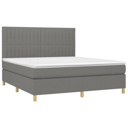 Boxspringbett mit Matratze & LED Dunkelgrau 180x200 cm Stoff