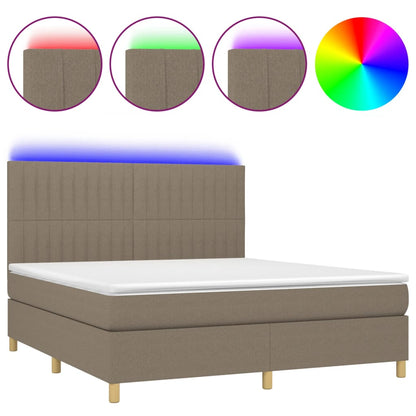 Boxspringbett mit Matratze & LED Taupe 180x200 cm Stoff