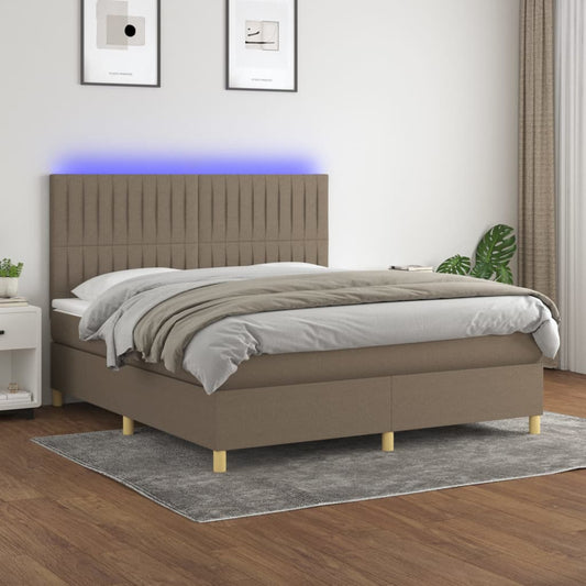 Boxspringbett mit Matratze & LED Taupe 180x200 cm Stoff