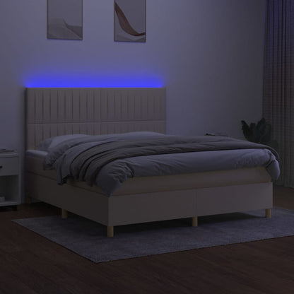 Boxspringbett mit Matratze & LED Creme 180x200 cm Stoff