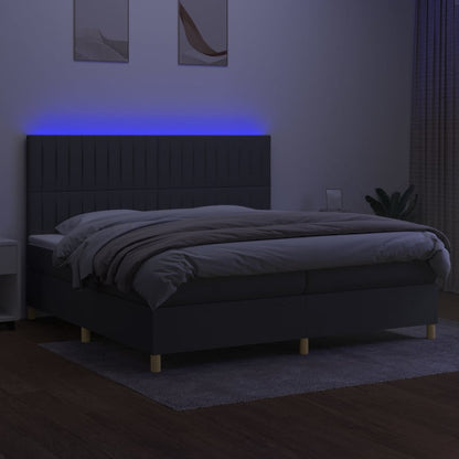 Boxspringbett mit Matratze & LED Dunkelgrau 200x200 cm Stoff