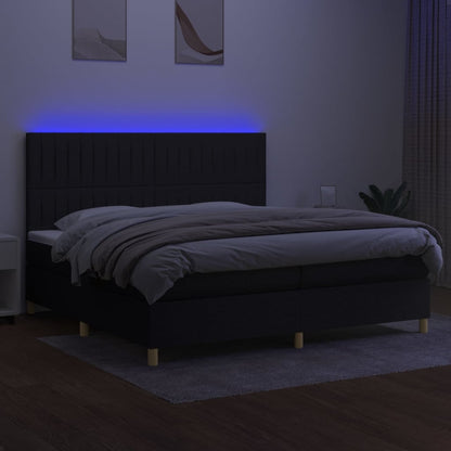 Boxspringbett mit Matratze & LED Schwarz 200x200 cm Stoff