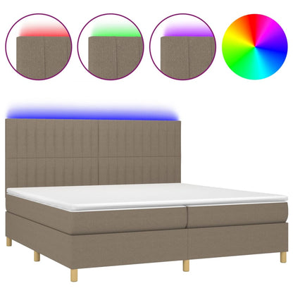 Boxspringbett mit Matratze & LED Taupe 200x200 cm Stoff