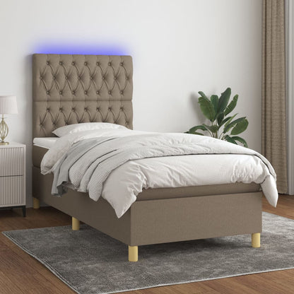 Boxspringbett mit Matratze & LED Taupe 90x200 cm Stoff