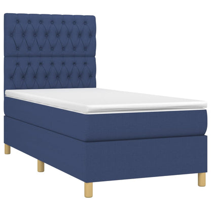 Boxspringbett mit Matratze & LED Blau 90x200 cm Stoff