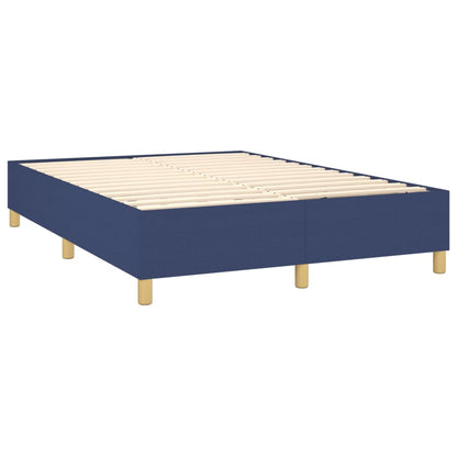 Box spring bed with mattress &amp; LED blue 140x200 cm fabric