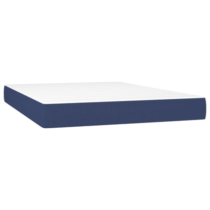 Box spring bed with mattress &amp; LED blue 140x200 cm fabric