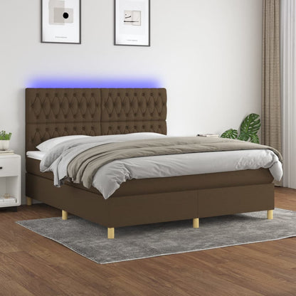 Boxspringbett mit Matratze & LED Dunkelbraun 160x200 cm Stoff