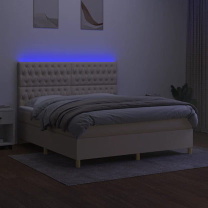 Boxspringbett mit Matratze & LED Creme 180x200 cm Stoff