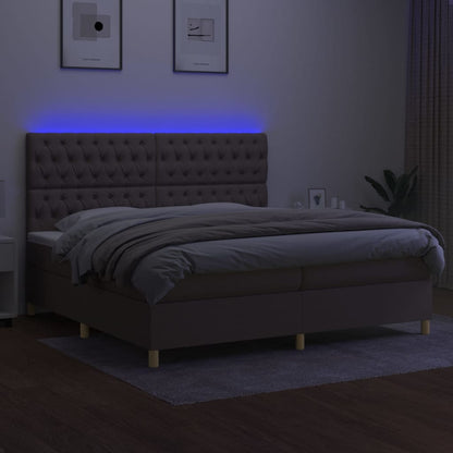 Boxspringbett mit Matratze & LED Taupe 200x200 cm Stoff