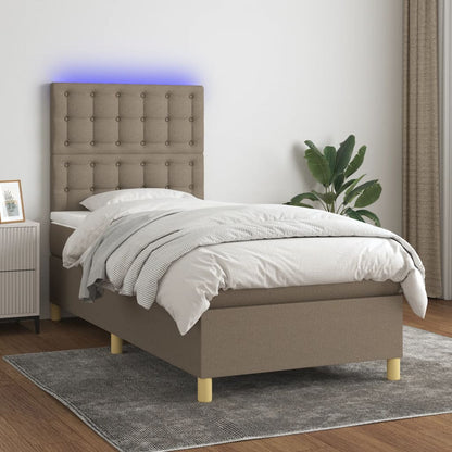 Boxspringbett mit Matratze & LED Taupe 90x200 cm Stoff