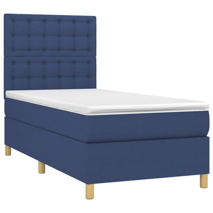 Boxspringbett mit Matratze & LED Blau 90x200 cm Stoff