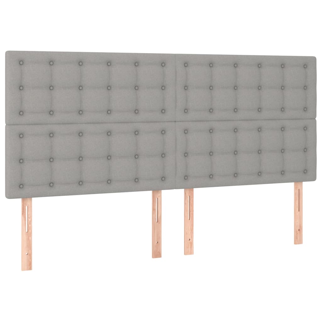 Box spring bed with mattress &amp; LED light grey 160x200 cm fabric