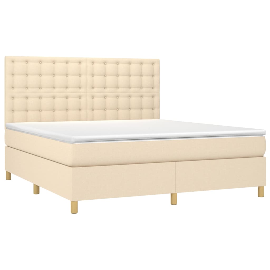 Boxspringbett mit Matratze & LED Creme 160x200 cm Stoff