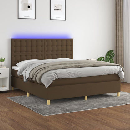 Boxspringbett mit Matratze & LED Dunkelbraun 180x200 cm Stoff