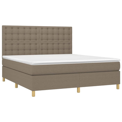 Boxspringbett mit Matratze & LED Taupe 180x200 cm Stoff