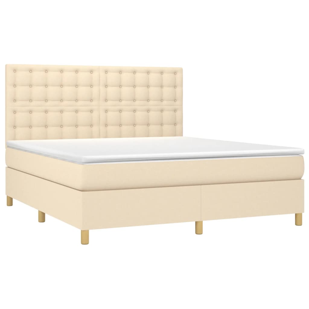 Boxspringbett mit Matratze & LED Creme 180x200 cm Stoff