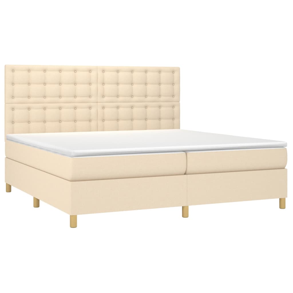 Boxspringbett mit Matratze & LED Creme 200x200 cm Stoff