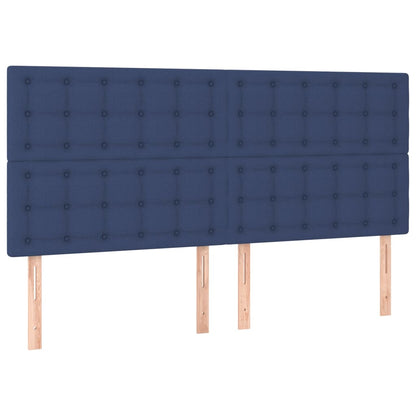 Box spring bed with mattress &amp; LED blue 200x200 cm fabric