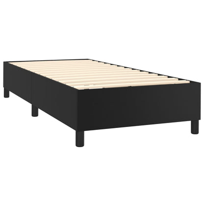 Boxspringbett mit Matratze & LED Schwarz 90x200 cm Kunstleder