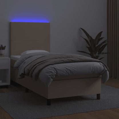 Boxspringbett mit Matratze & LED Cappuccino-Braun 90x200cm