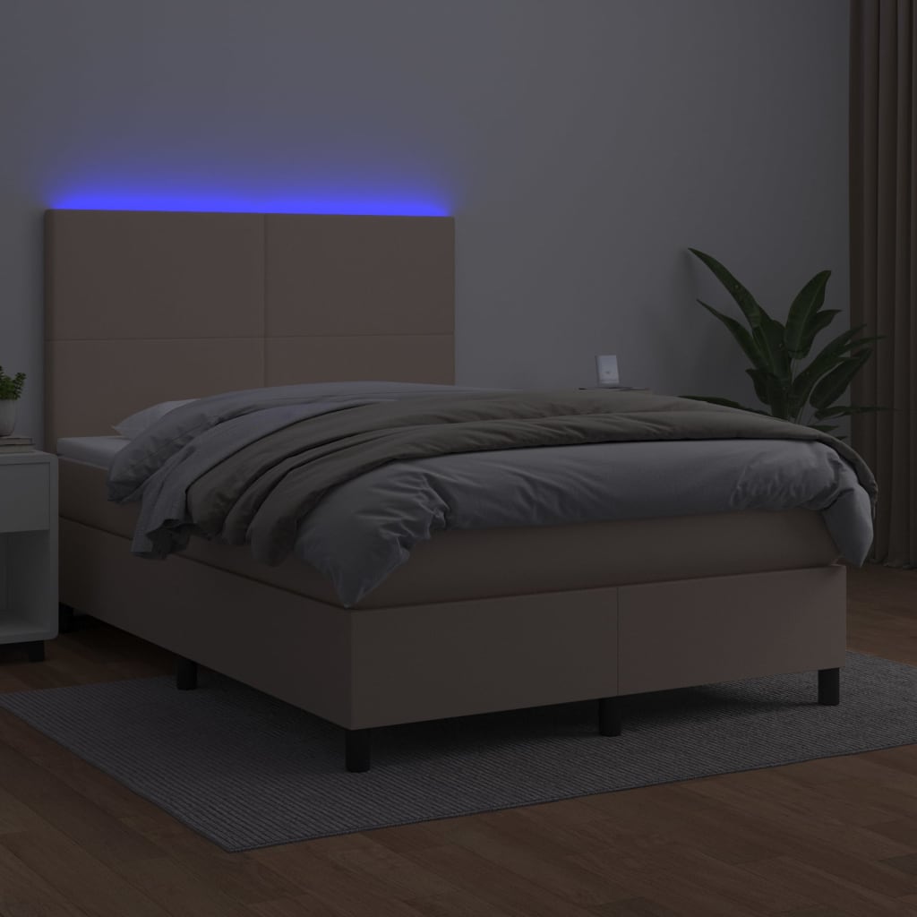 Boxspringbett mit Matratze & LED Cappuccino-Braun 140x200cm