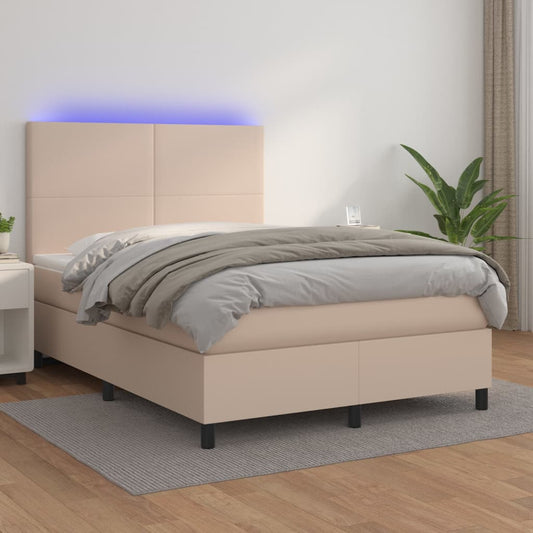 Box spring krevet s madracem i LED cappuccino smeđa 140x200cm