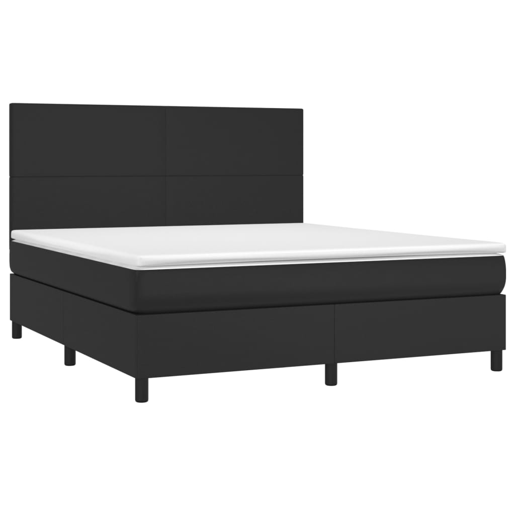 Boxspringbett mit Matratze & LED Schwarz 160x200 cm Kunstleder