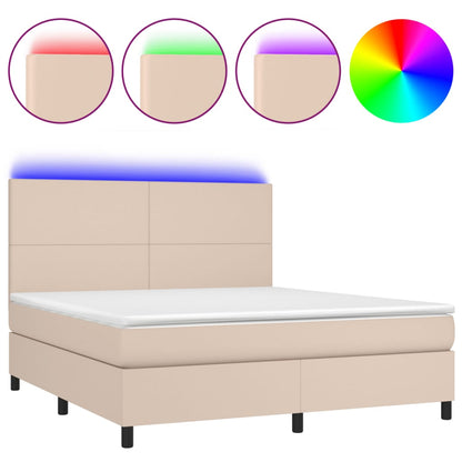 Boxspringbett mit Matratze & LED Cappuccino-Braun 160x200cm