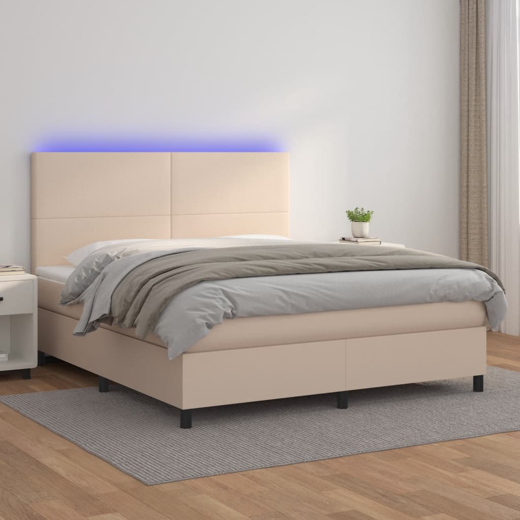 Boxspringbett mit Matratze & LED Cappuccino-Braun 160x200cm