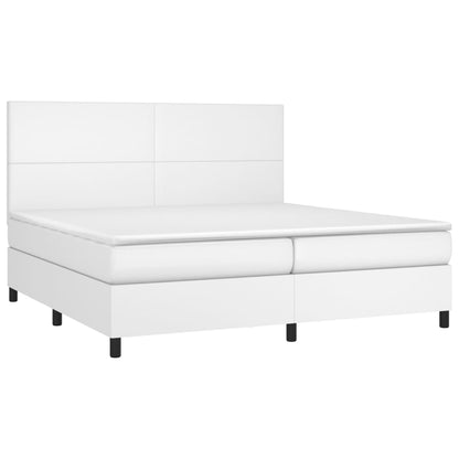 Box spring krevet s madracem i LED bijela umjetna koža 200x200 cm