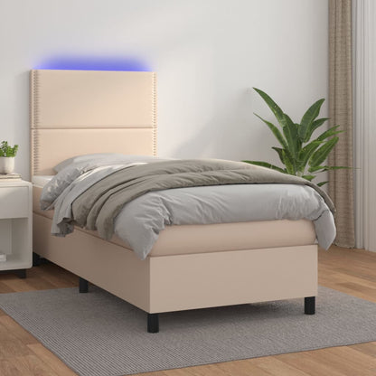 Boxspringbett mit Matratze & LED Cappuccino-Braun 90x200cm