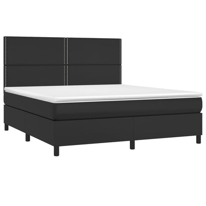 Boxspringbett mit Matratze & LED Schwarz 180x200 cm Kunstleder