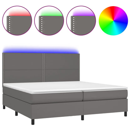 Boxspringbett mit Matratze & LED Grau 200x200 cm Kunstleder